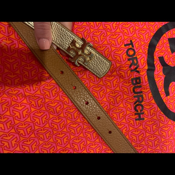Tory Burch reversible belt (gold/brown) small/xs - Picture 2 of 5